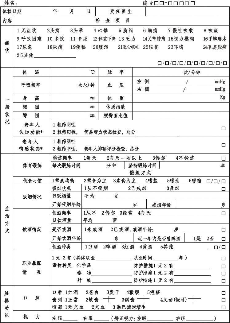 最新健康证体检表｜全新健康体检单